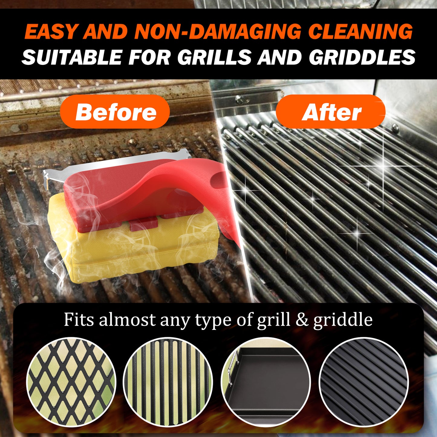 OATISLife Grill Brush, Bristle Free Steam Grill Brush with Scraper, Gifts for Men Dad Husband