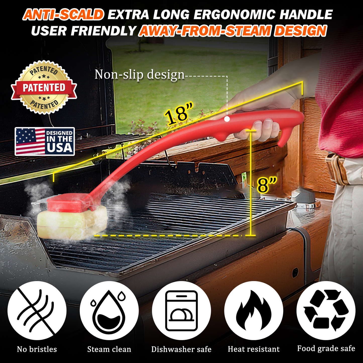 OATISLife Grill Brush, Bristle Free Steam Grill Brush with Scraper, Gifts for Men Dad Husband