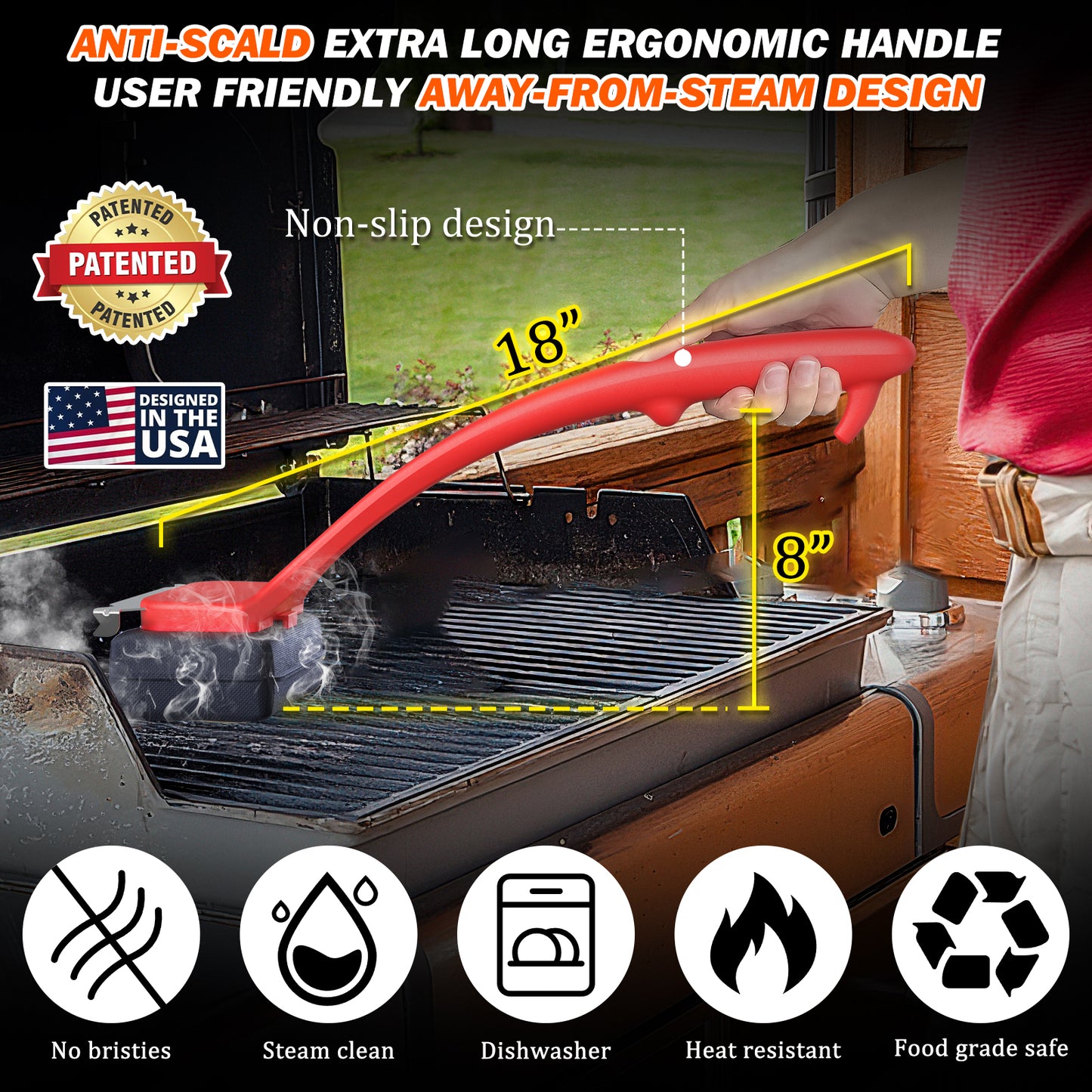OATISLife Bristle Free Grill Brush, 18 Inch Extra Long Grill Brush, Grilling Accessories Gift for Grill